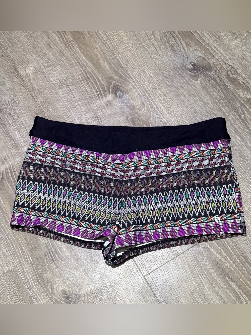 next Multicolor Geometric Bike Shorts with Black Waistband